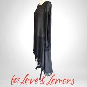 FOR LOVE AND LEMONS Sheer Hi-Low Fringe Dress